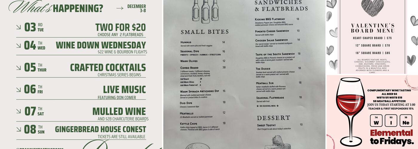 Branches Tasting Room Menu