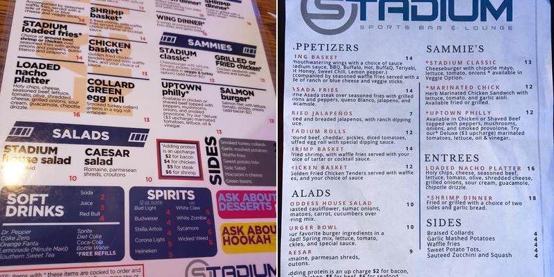 Stadium Sports Bar & Lounge Menu