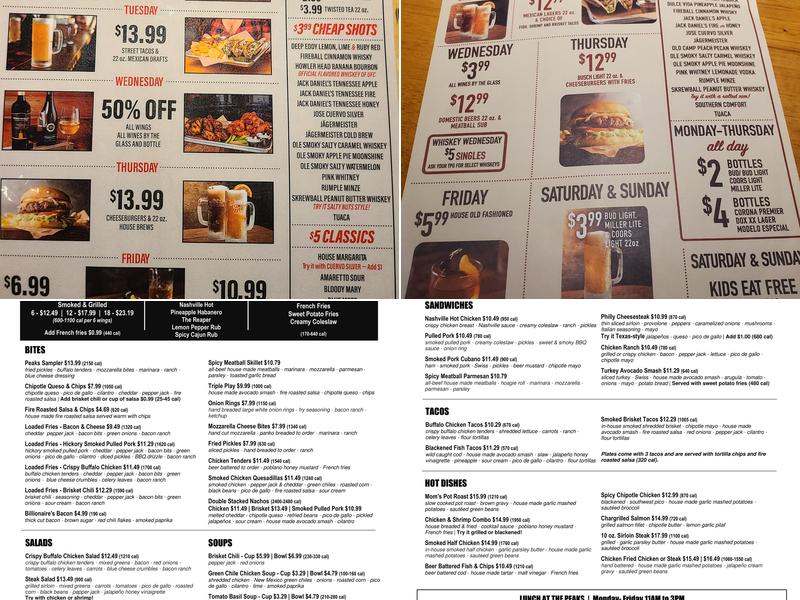 Twin Peaks Menu