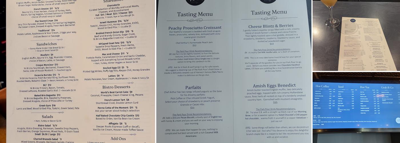 The Park Pour Menu