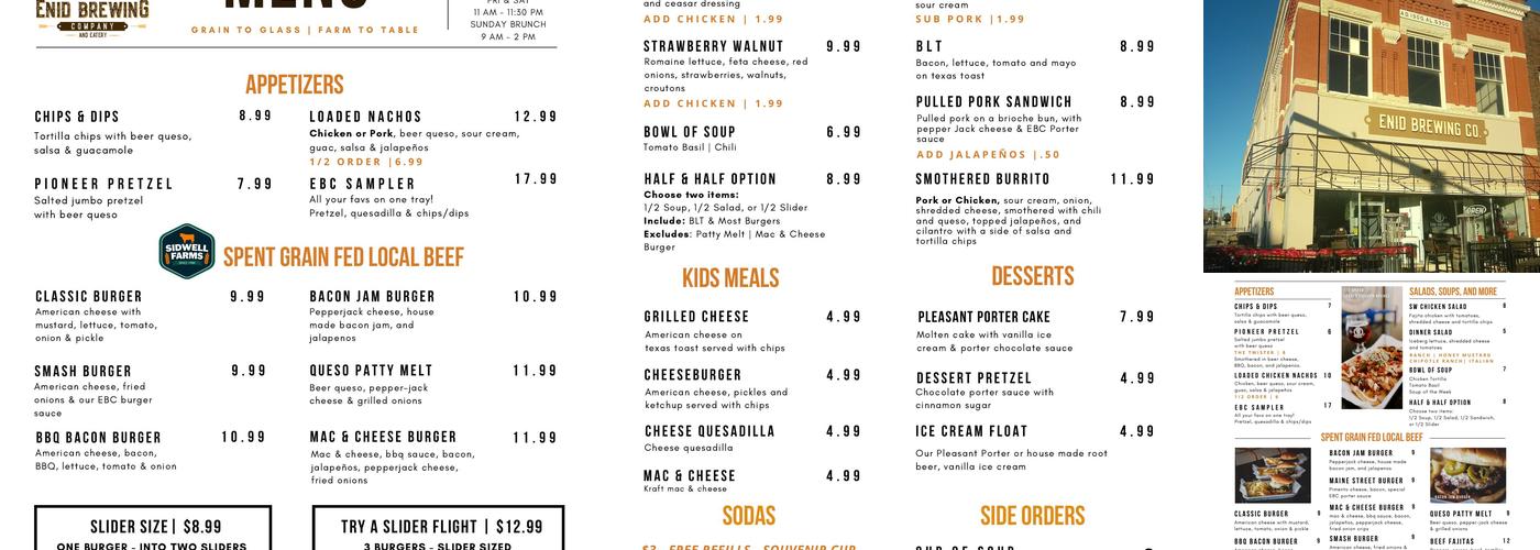 Enid Brewing Company & Eatery Menu