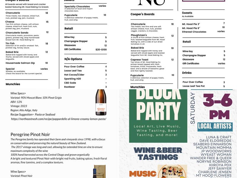 Cooper’s Wine Bar & Shop Menu