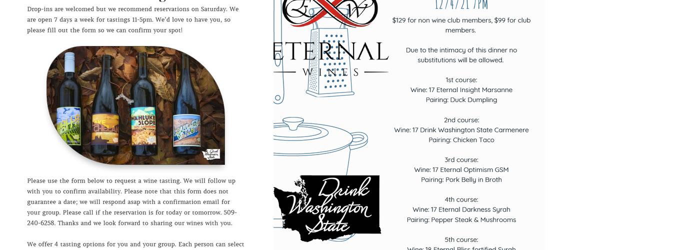 Eternal Wines / Drink Washington State Menu