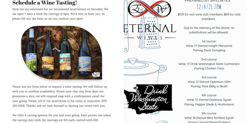 Eternal Wines / Drink Washington State Menu