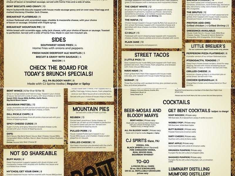 Bent Run Brewing Company Menu