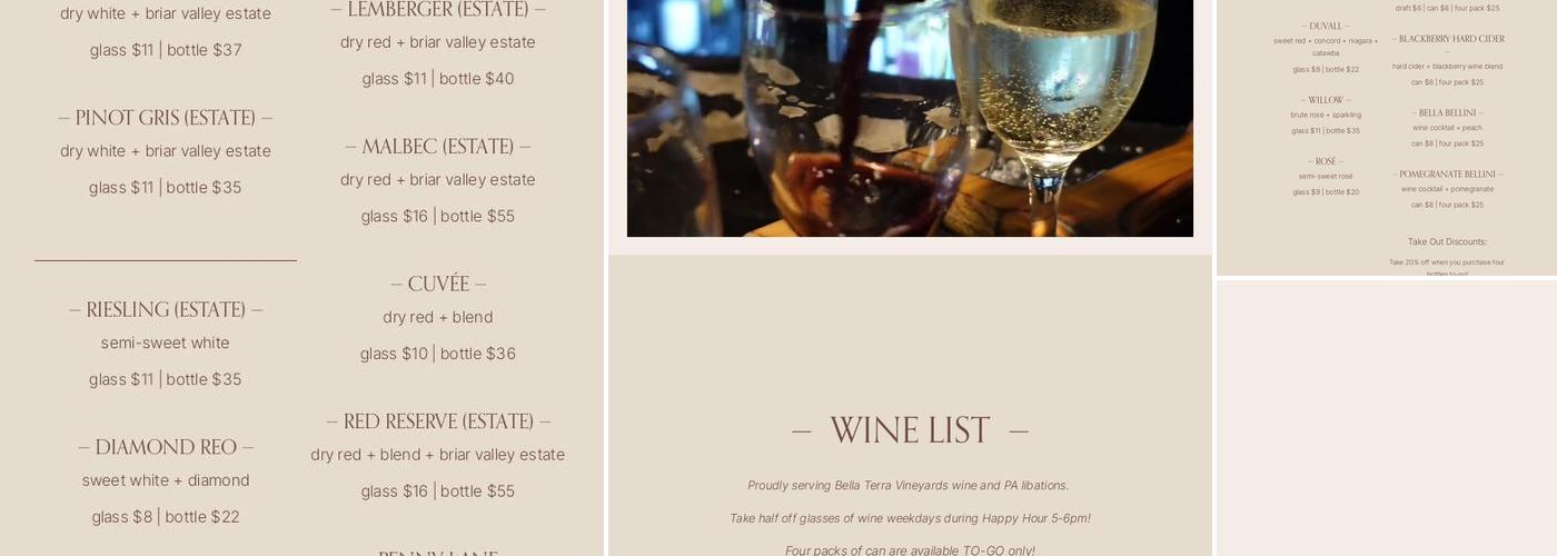The Wine Cave Menu