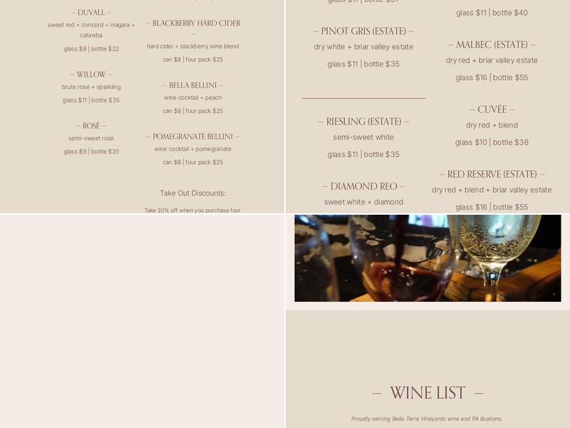 The Wine Cave Menu