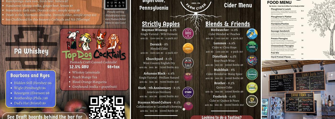 Ploughman Cider Taproom Menu