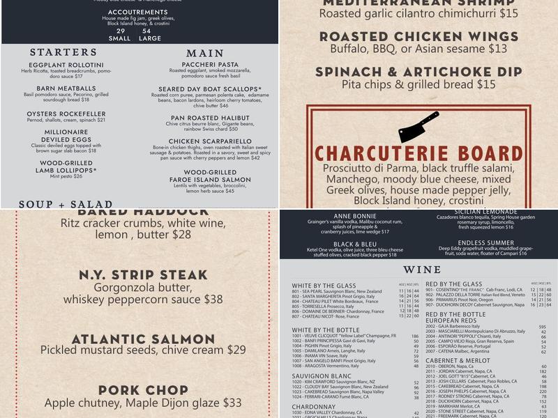 The Barn At Spring House Menu