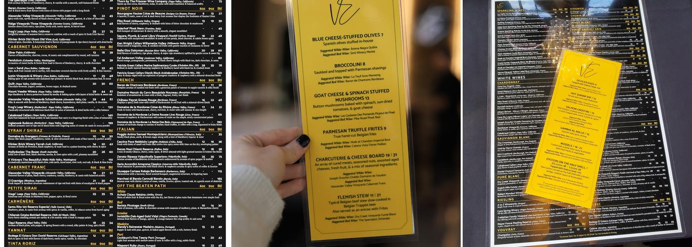 Van Edom's Wine Bar Menu