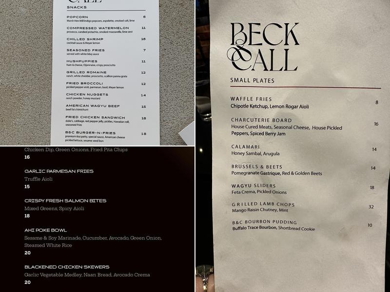 Beck & Call Menu