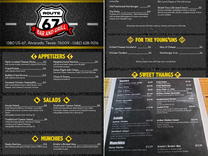 Route 67 Bar And Grill Menu
