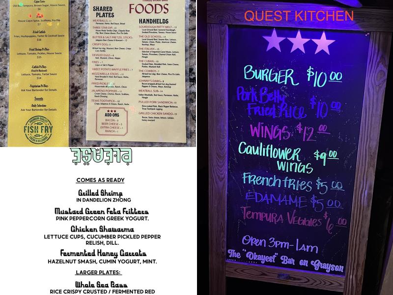 Three Star Bar Menu