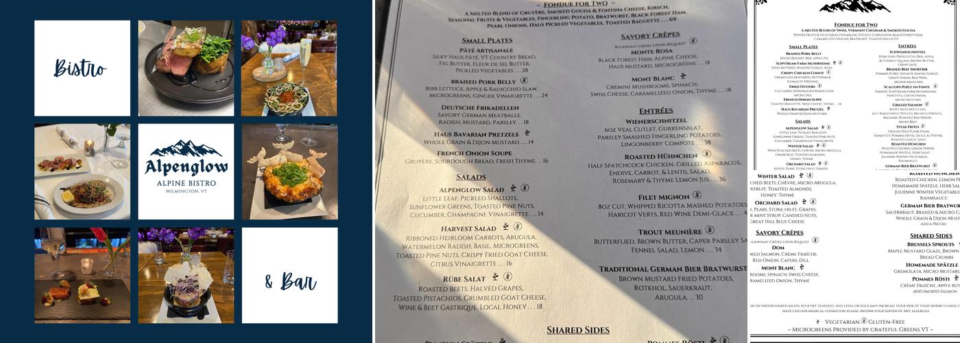 Alpenglow Bistro Menu