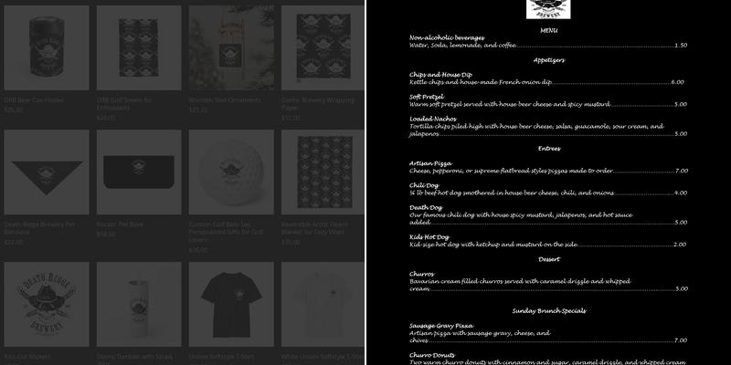 Death Ridge Brewery Menu