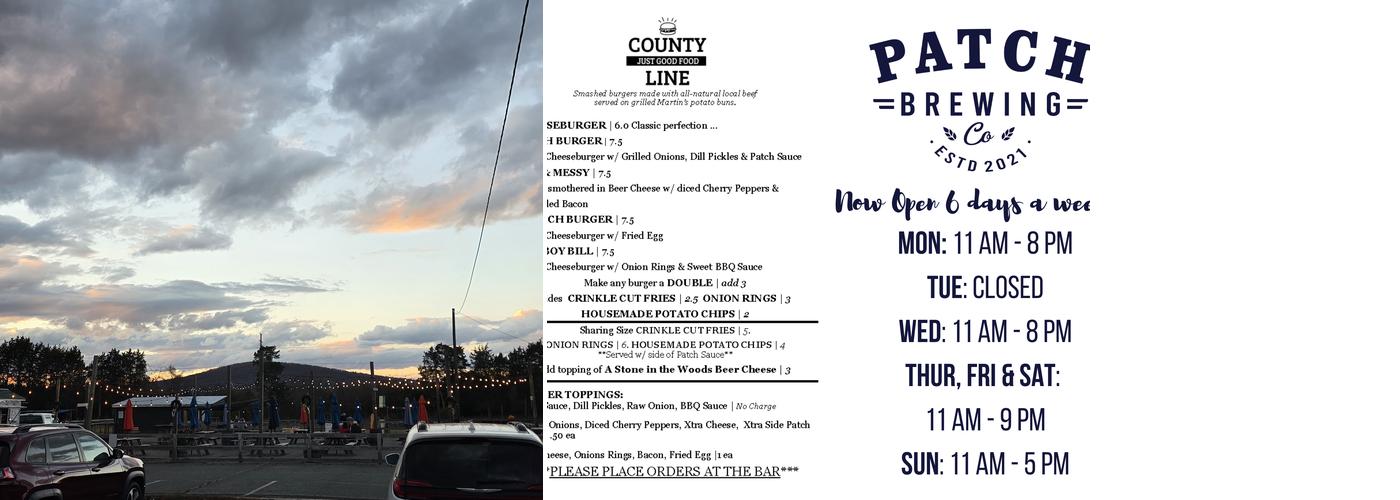 Patch Brewing Co. Menu
