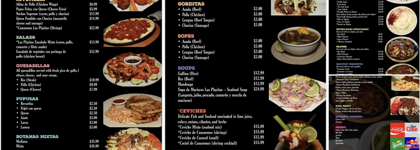 Las Playitas Restaurant and Sports Bar Menu