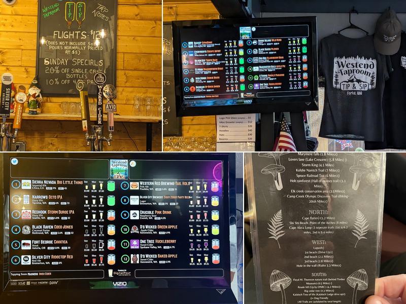 Westend Taproom Tip and Sip Menu