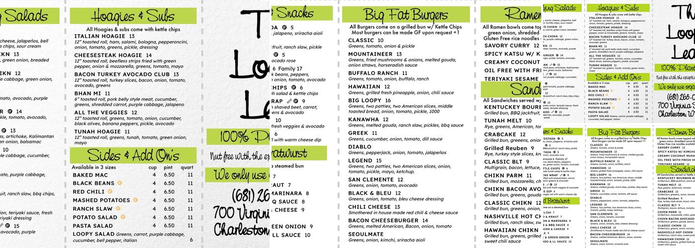 The Loopy Leaf Menu