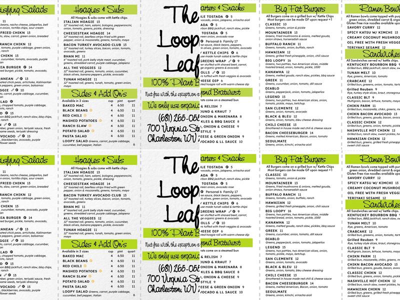 The Loopy Leaf Menu