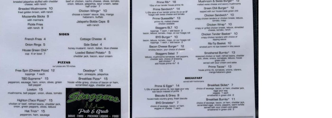 B Diesels Bar & Grill Menu