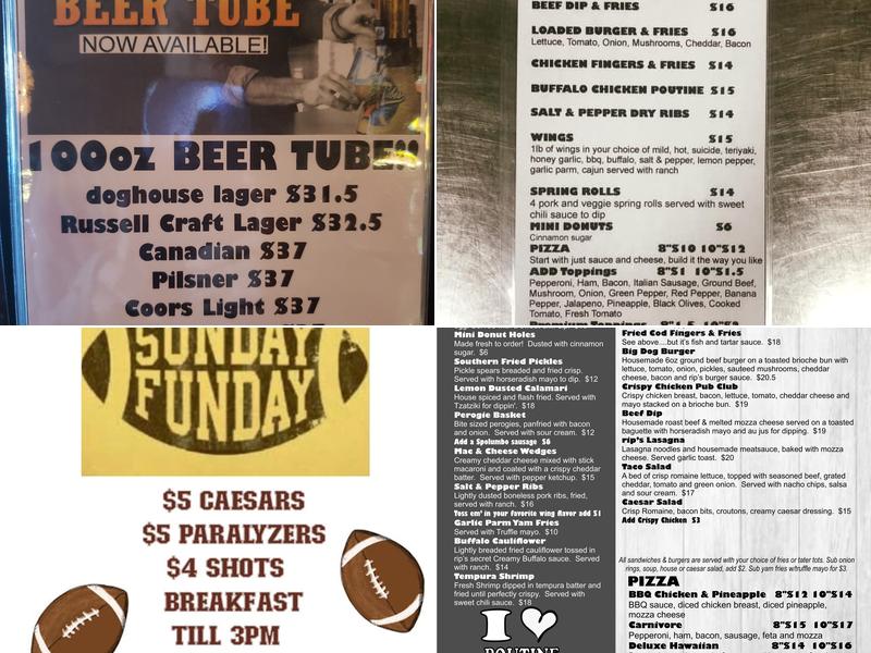 Rip's Pub & Eatery Menu