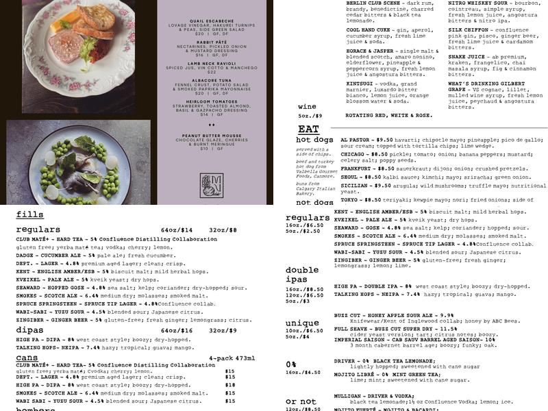 High Line Brewing Menu