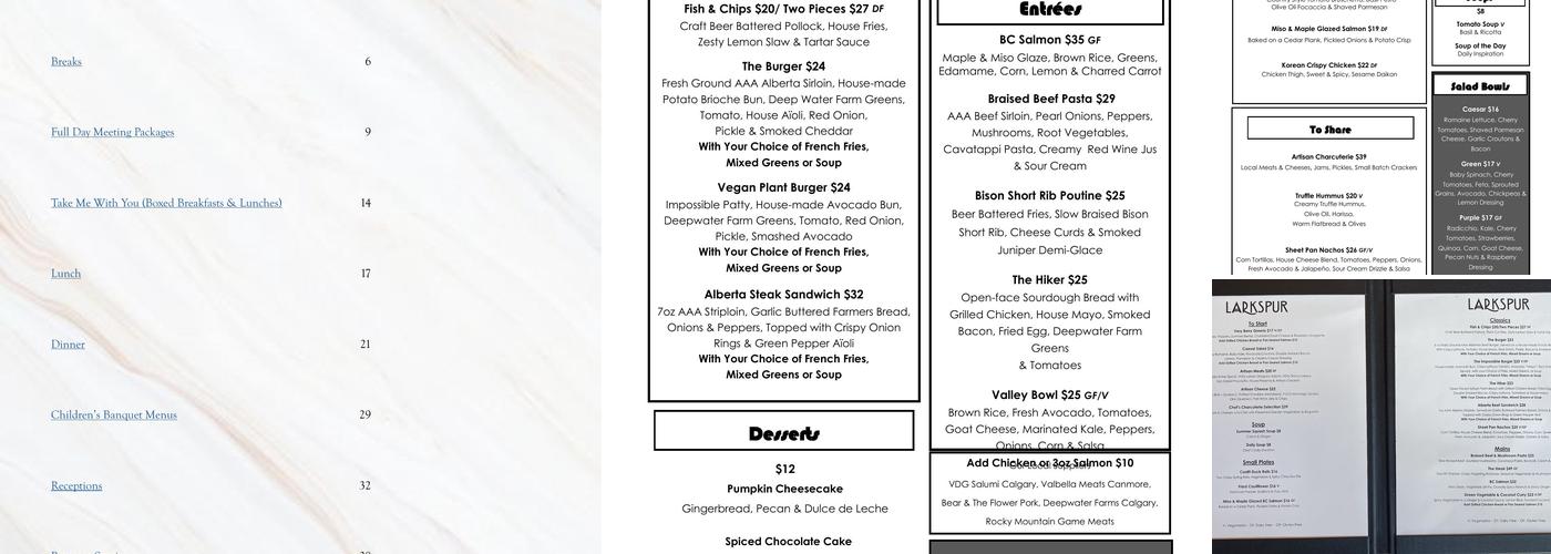 Larkspur Lounge Menu