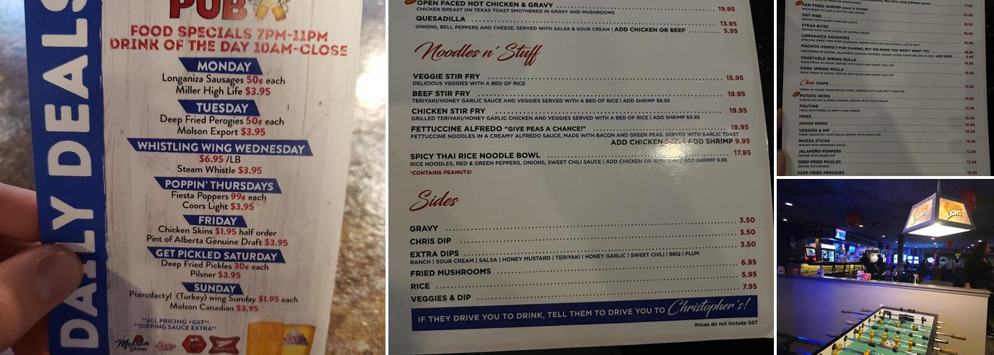 Christopher's Pub Menu