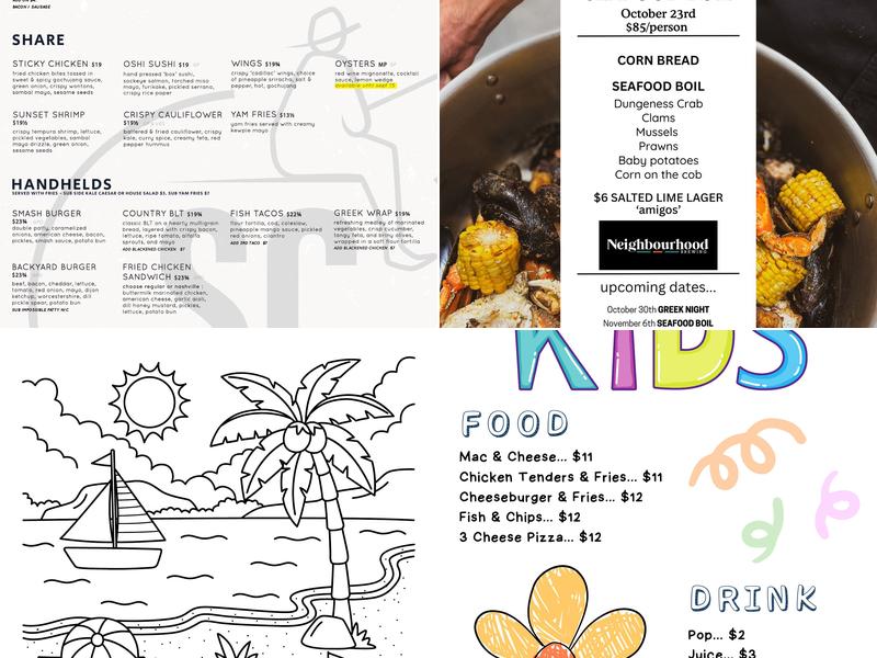 Shaughnessy's Cove Menu