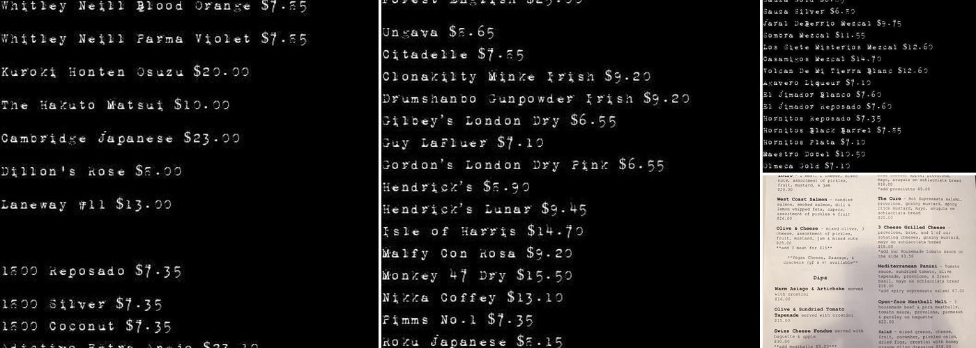 Blind Rabbit Menu