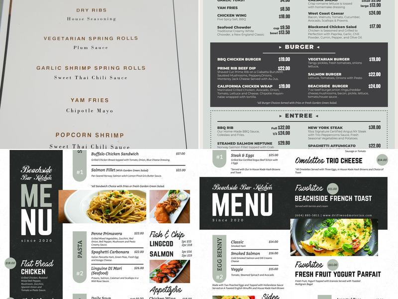 Beachside Kitchen & Bar Menu