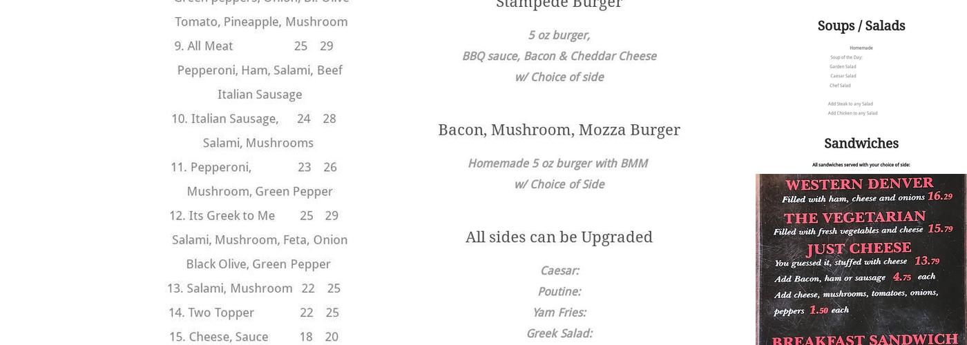 Falkland Pub Menu