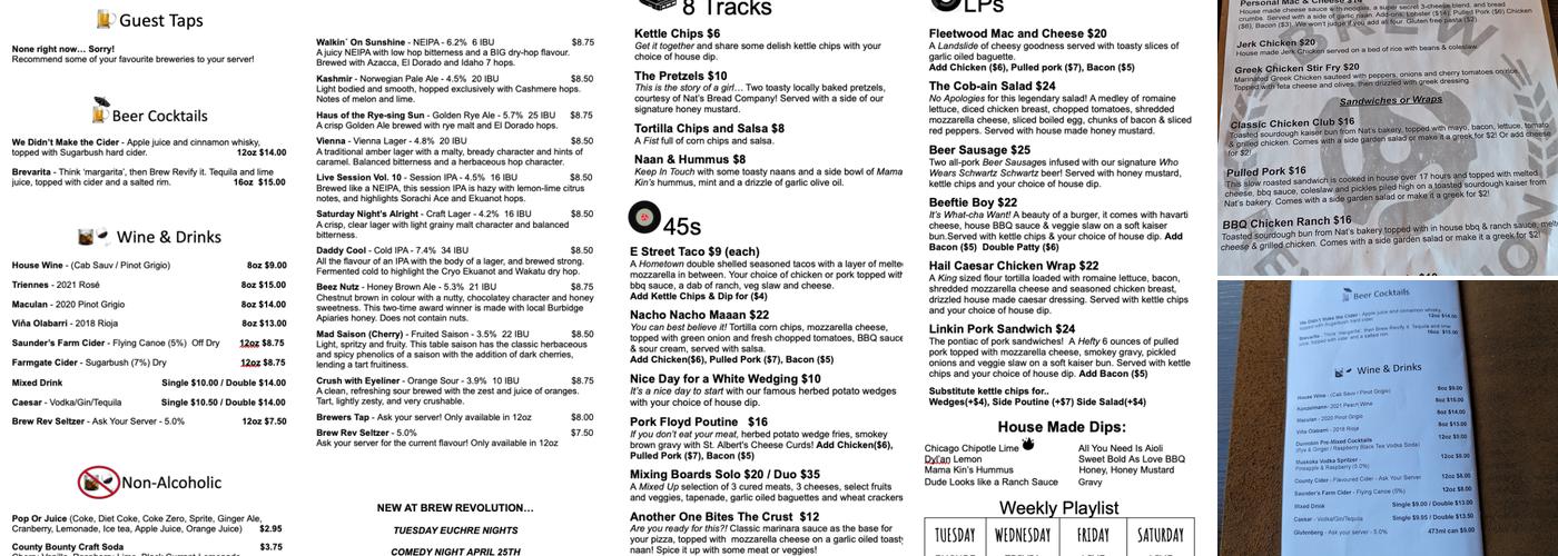 Brew Revolution Menu