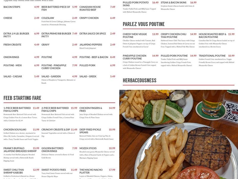 Feeb's Pub & Grill Menu