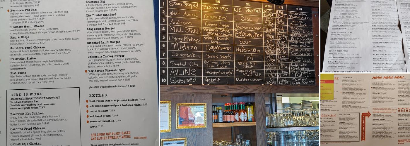 Beertown Public House Barrie Menu