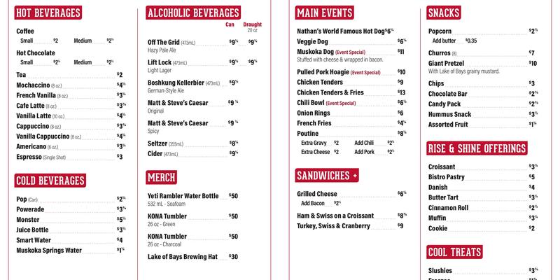 Lake of Bays Brewing Company Menu