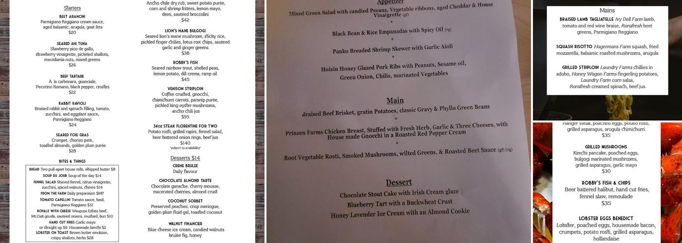 Hartley's Tavern Menu