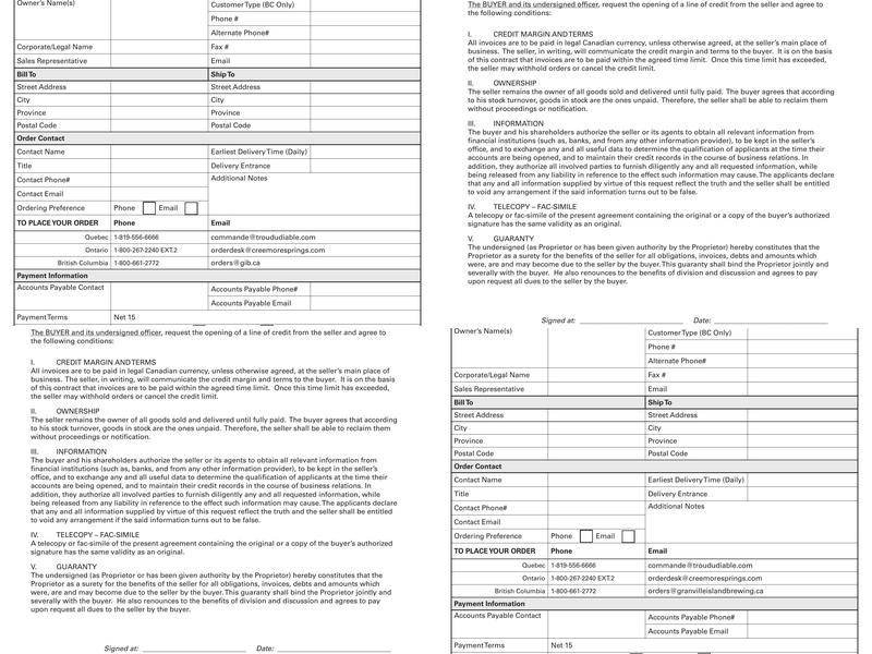 Creemore Springs Brewery Limited Menu