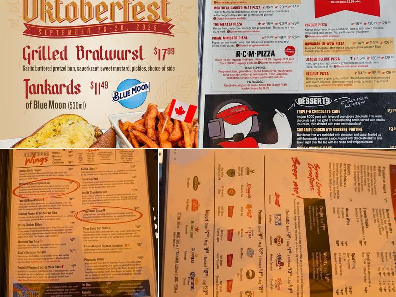 The Canadian Brewhouse Menu