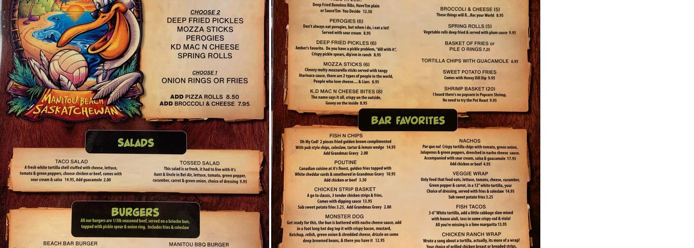 Mike's Beach Bar Menu