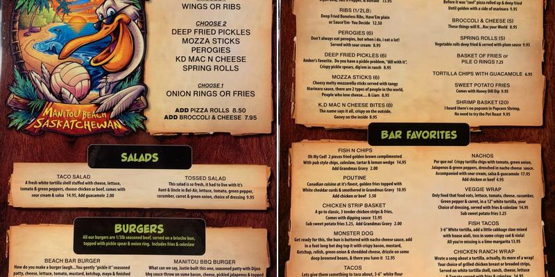 Mike's Beach Bar Menu