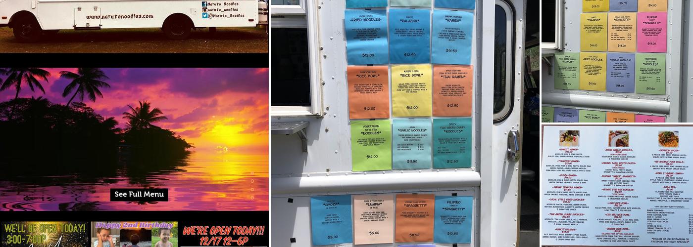 Naruto Noodles Menu