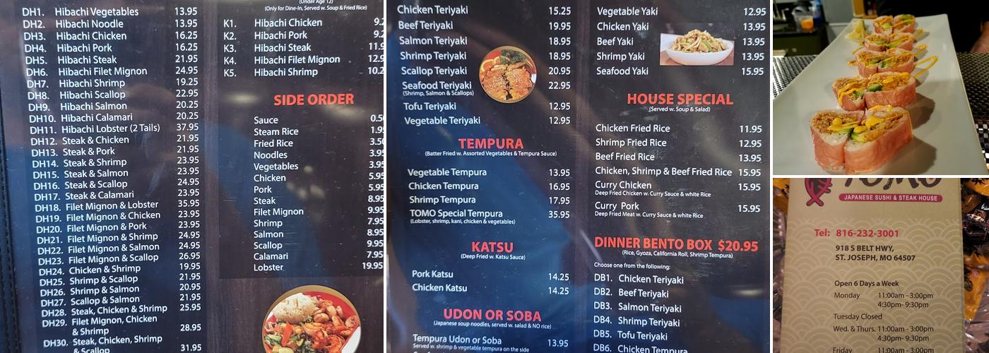 Tomo Japanese Restaurant Menu