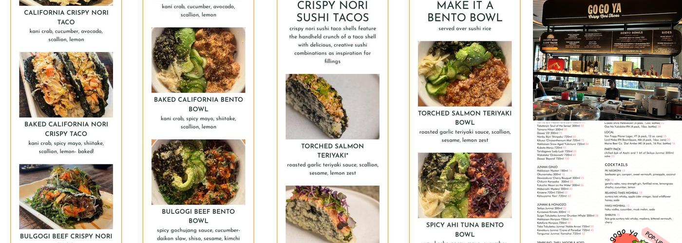 Gogo Ya- Crispy Nori Sushi Tacos & Bento Bowls Menu