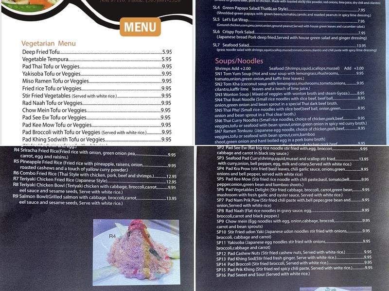 Let’s Eat Thai Cuisine Menu