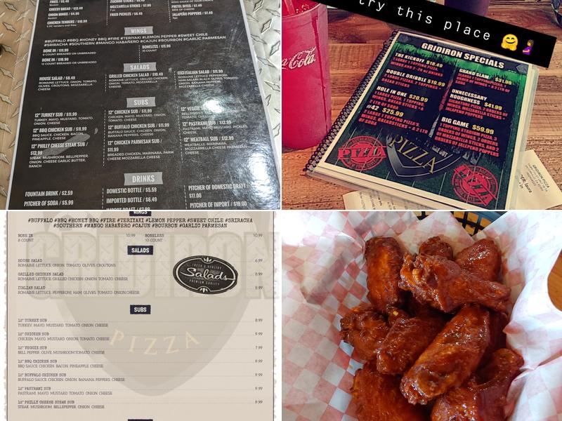 Gridiron Pizza Menu