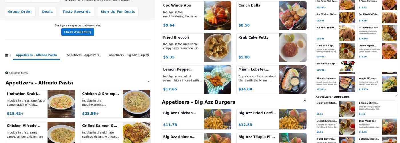 World Famous Theo's Seafood and Pasta Menu