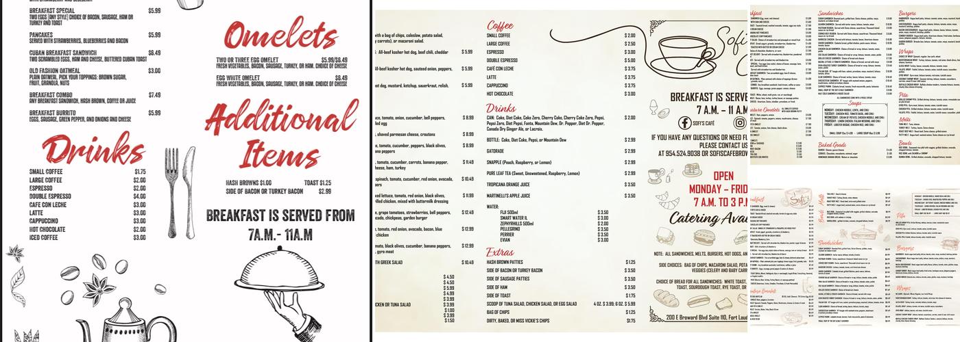 Sofi's Cafe Menu