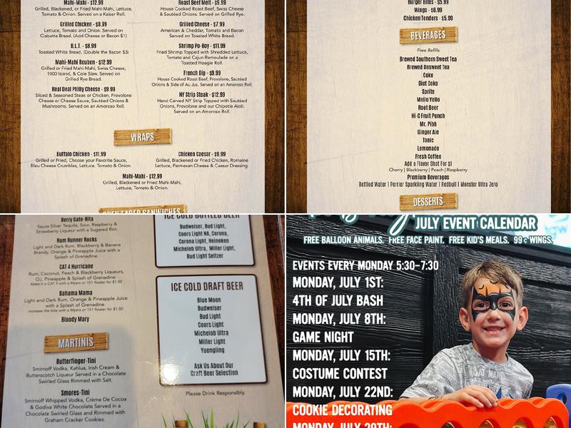 Tail-Gators Brews and Grill Menu